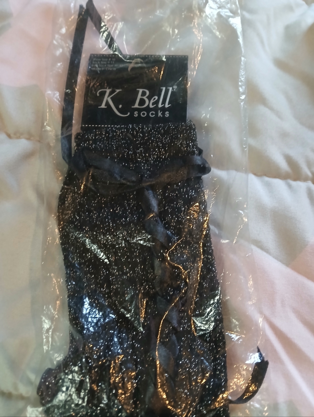 K. Bell Metallic Black Ankle Socks
